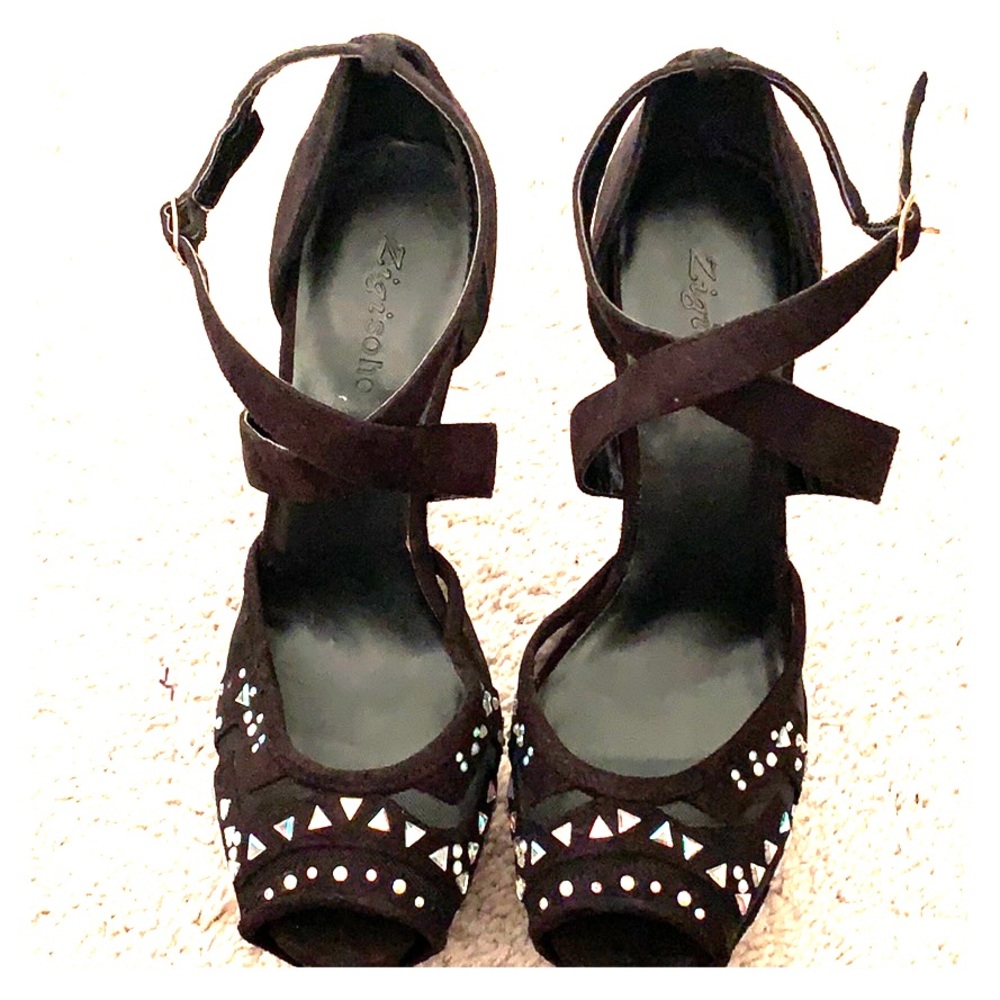 Black Jeweled Sandals